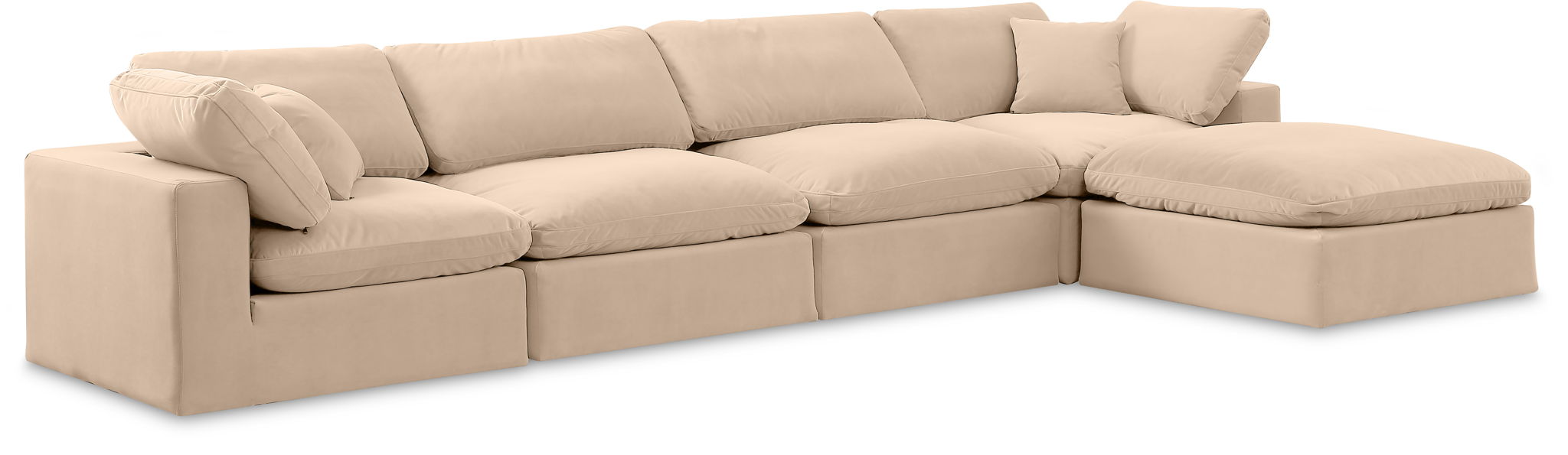 Comfy 158" Velvet Upholstered 5pc. Modular Sectional