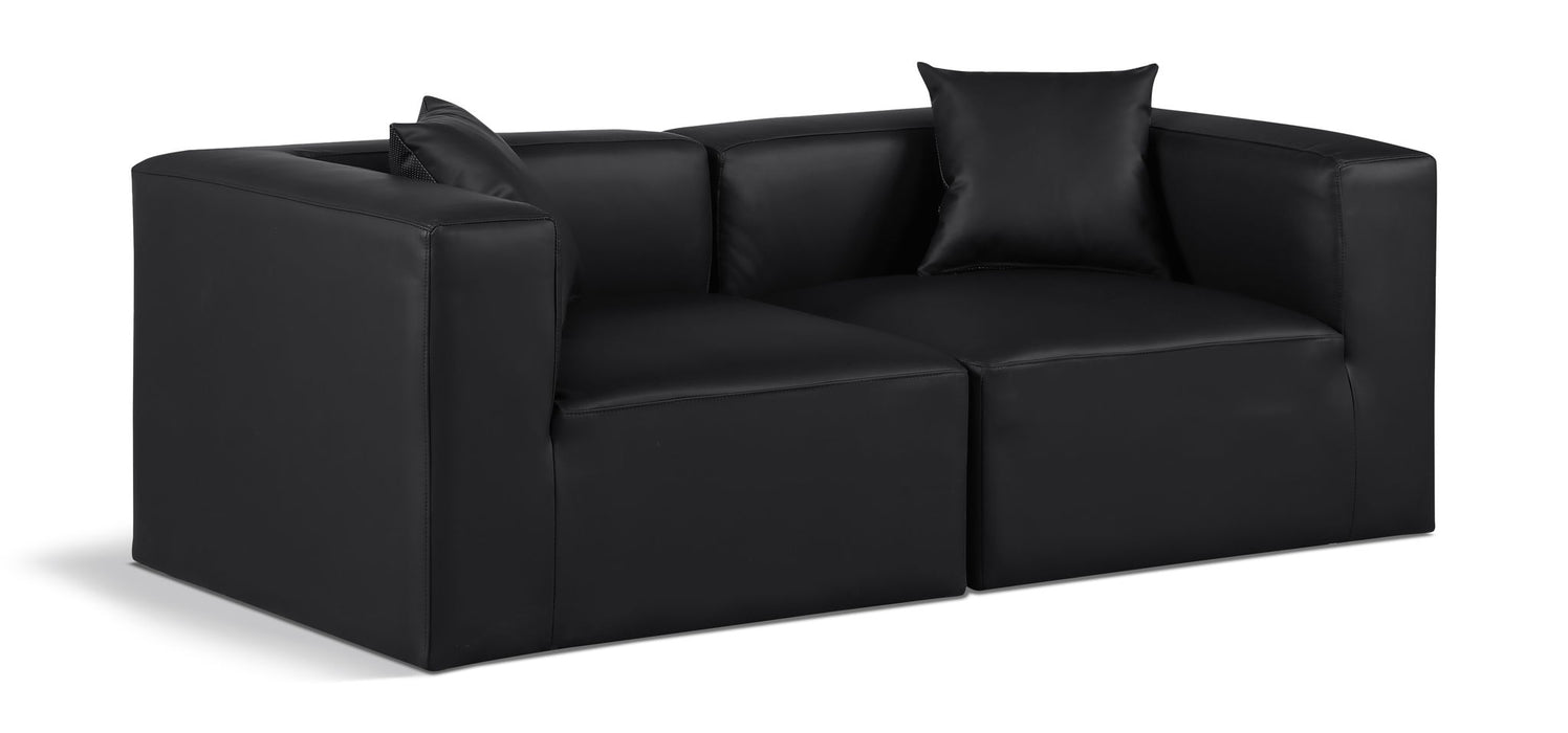 Cube 72" Vegan Leather Upholstered 2pc. Modular Loveseat