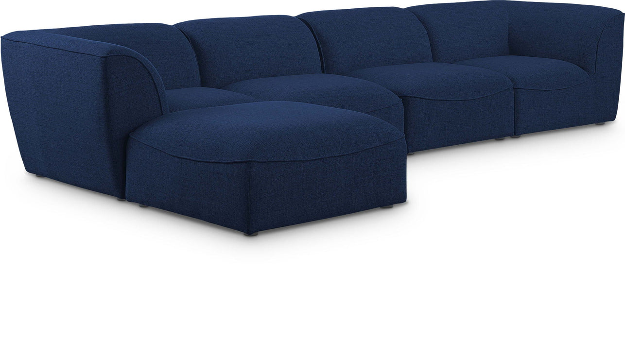Miramar 142" Linen Textured Fabric Upholstered 5pc. Modular Sectional