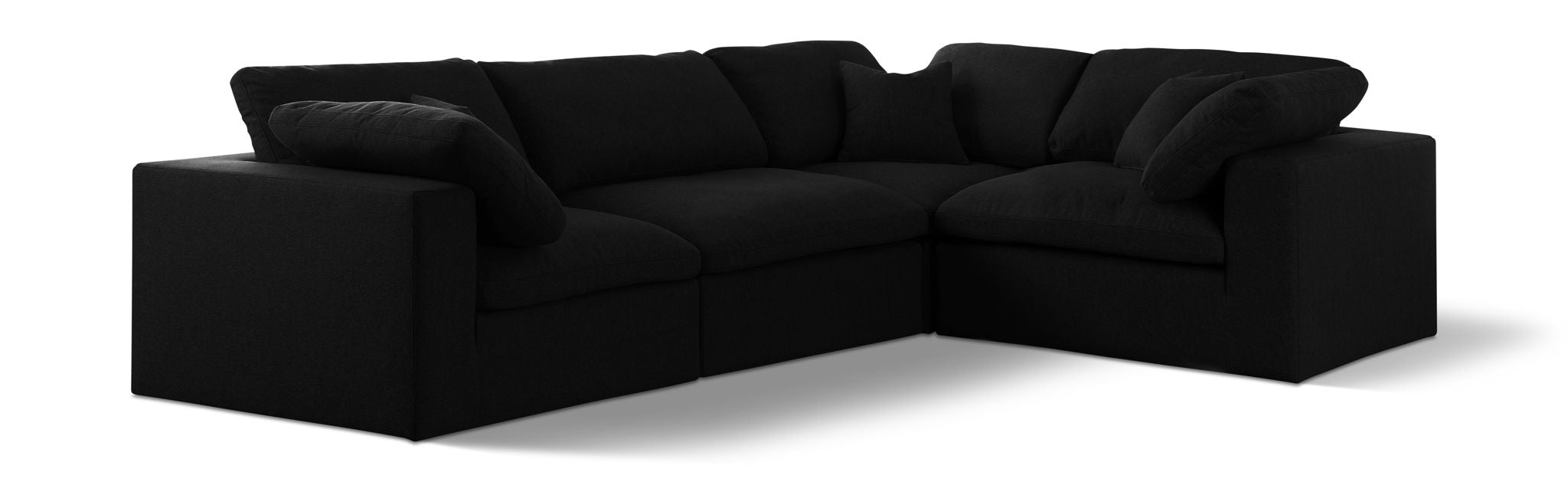 Serene 119" Linen Textured Fabric Upholstered Deluxe Comfort 4pc. Modular Sectional