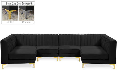Seccional modular tapizado de terciopelo Alina de 116.5" de 6 piezas