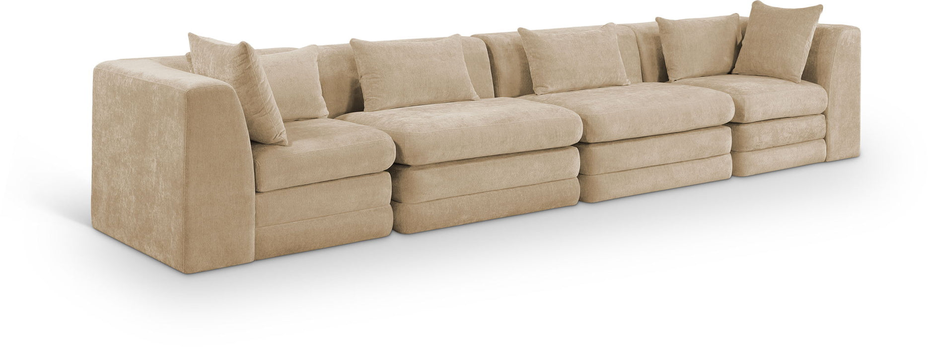 Stellar 152" Chenille Fabric Upholstered 4pc. Modular Sofa