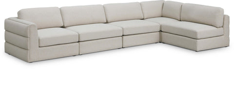 Seccional modular tapizado de tela con textura de lino Beckham de 152" de 5 piezas