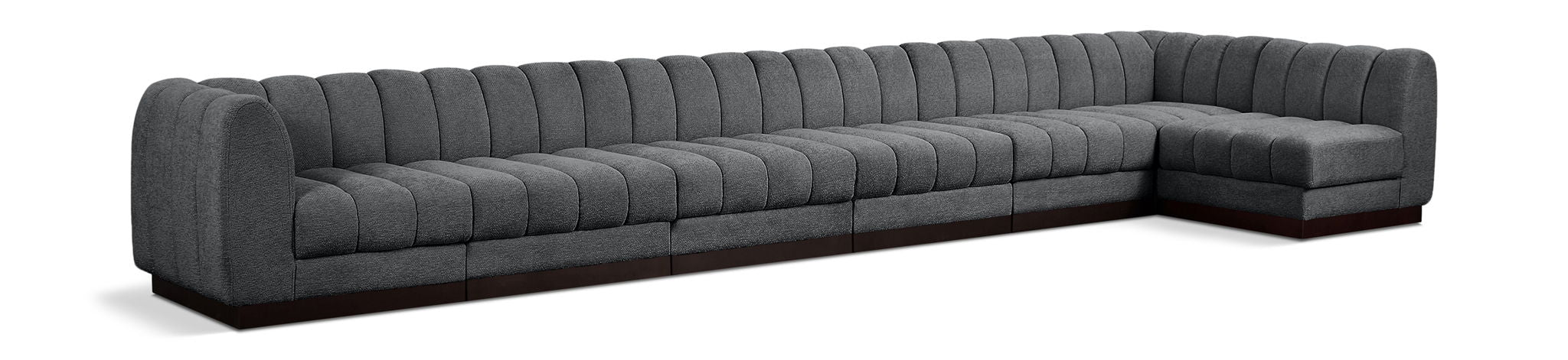 Quinn 197" Chenille Fabric Upholstered 7pc. Modular Sectional