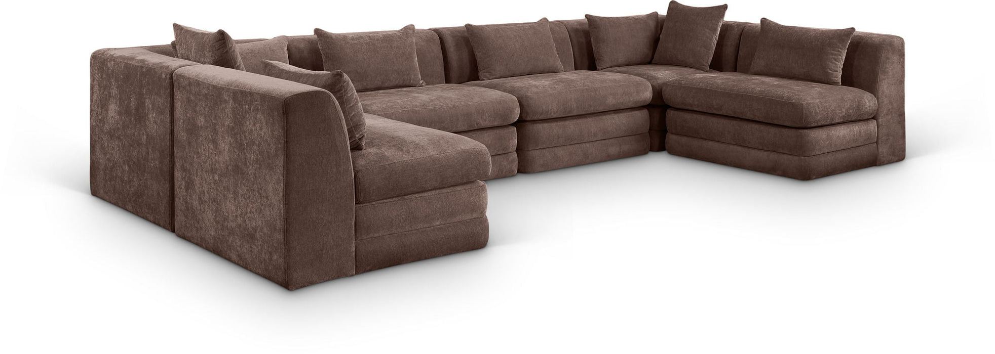 Stellar 152" Chenille Fabric Upholstered 6Pc. Modular Sectional