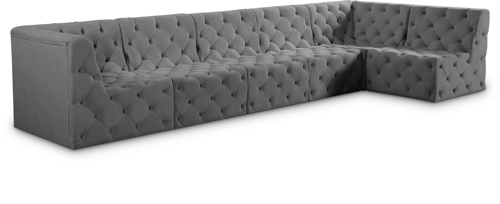 Seccional modular tapizado de terciopelo Tuft de 157" de 6 piezas