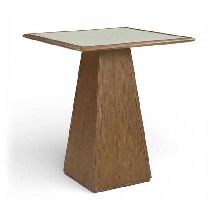Atrium 36" Glass And Cane Top With Solid Wood Base Bar Height Table - Brown