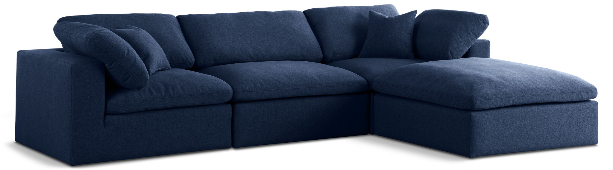 Seccional modular tapizado de tela con textura de lino de confort de lujo Serene de 119" de 4 piezas