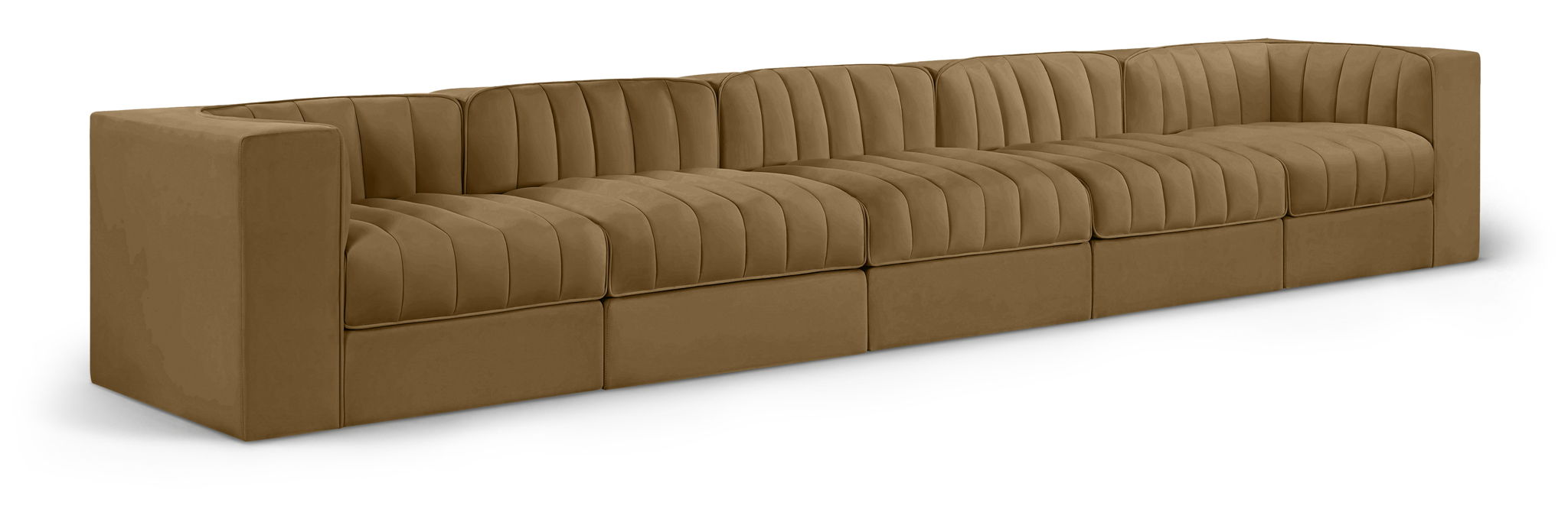 Rummi 155" Velvet Performance Fabric Upholstered 5pc. Modular Sofa
