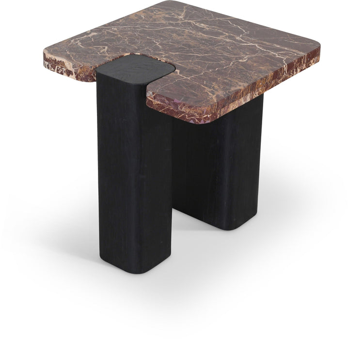 Ravenna Genuine Marble Top And Oak Wood Base End / Side Table