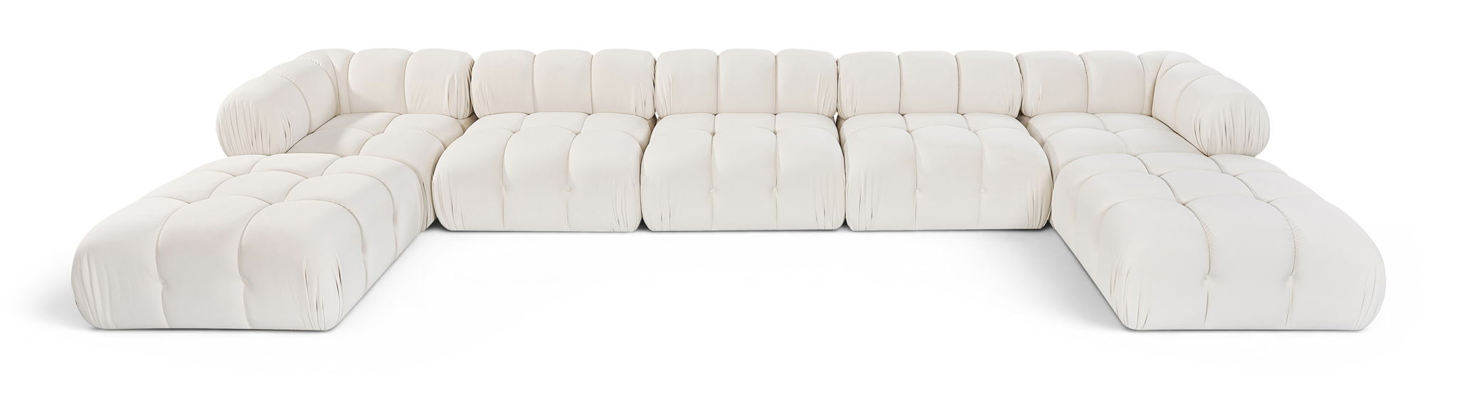 Orin 185" Velvet Performance Fabric Upholstered 7 Pc. Modular Sectional