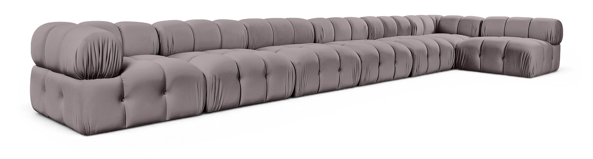 Orin 222" Velvet Performance Fabric Upholstered 7 Pc. Modular Sectional