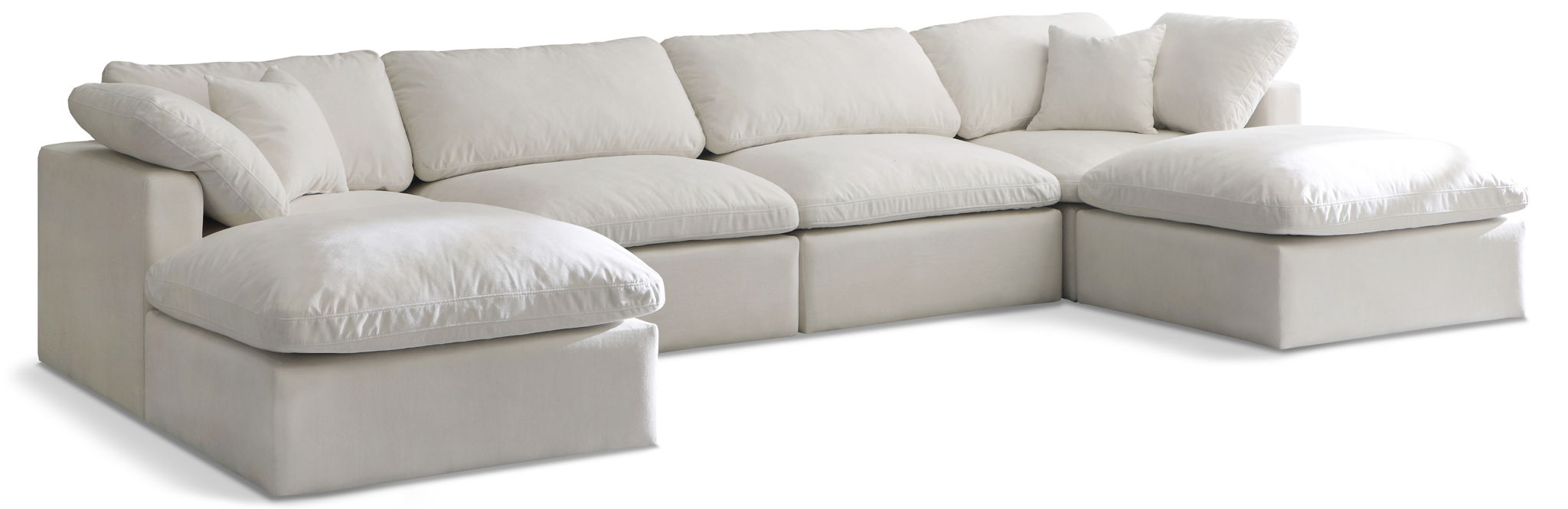 Plush 140" Velvet Upholstered Standard Comfort 6pc. Modular Sectional