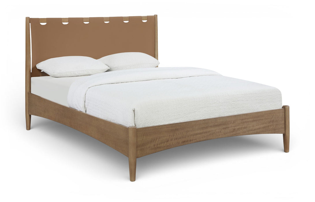Santos Vegan Leather Headboard And Wood Bed