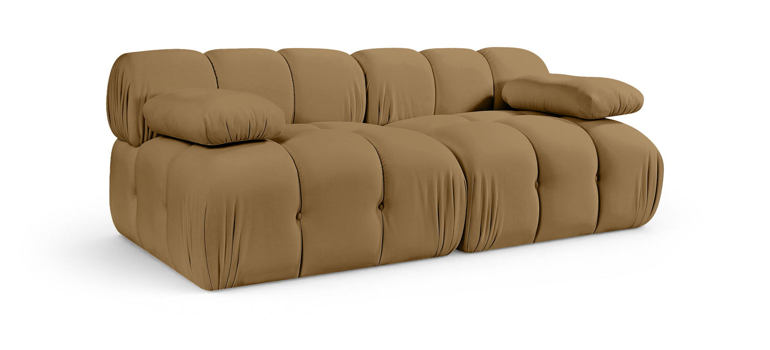 Loveseat modular tapizado de terciopelo de alto rendimiento Orin de 74" de 2 piezas