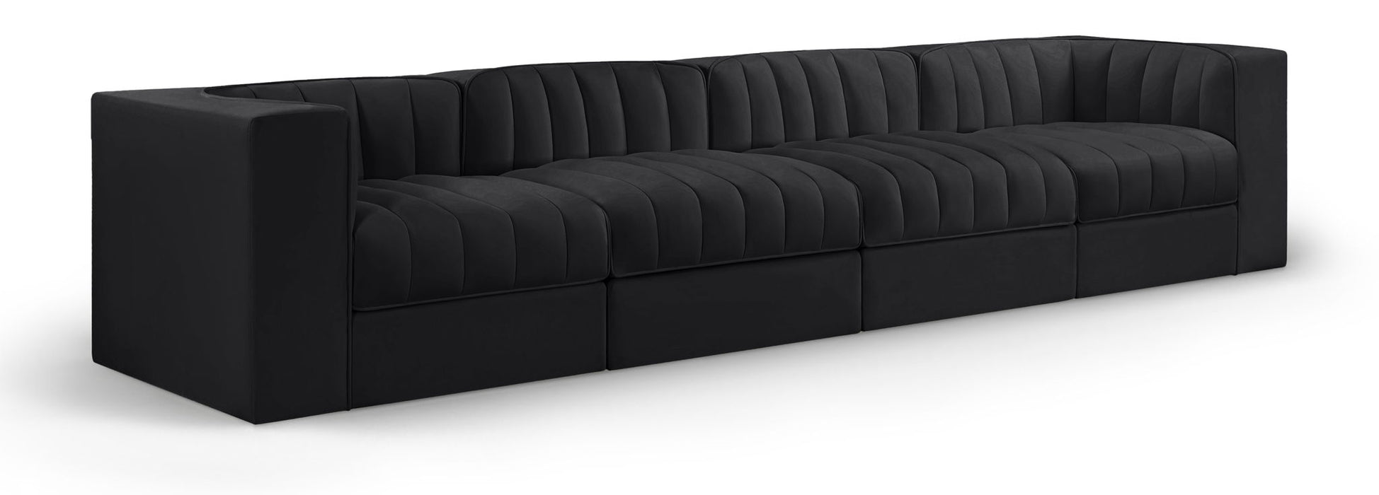 Rummi 126" Velvet Performance Fabric Upholstered 4pc. Modular Sofa