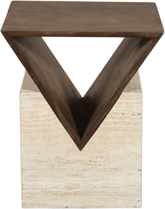 Opus Travertine And Mango Wood End Table