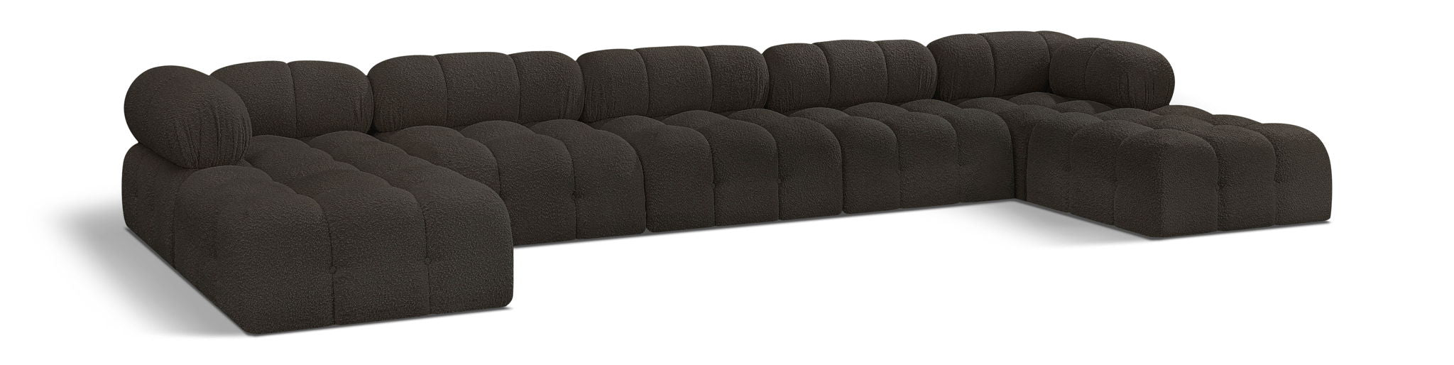 Seccional modular tapizado de bouclé Ames de 170" de 7 piezas