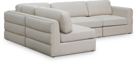 Seccional modular tapizado de tela con textura de lino Beckham de 114" de 4 piezas