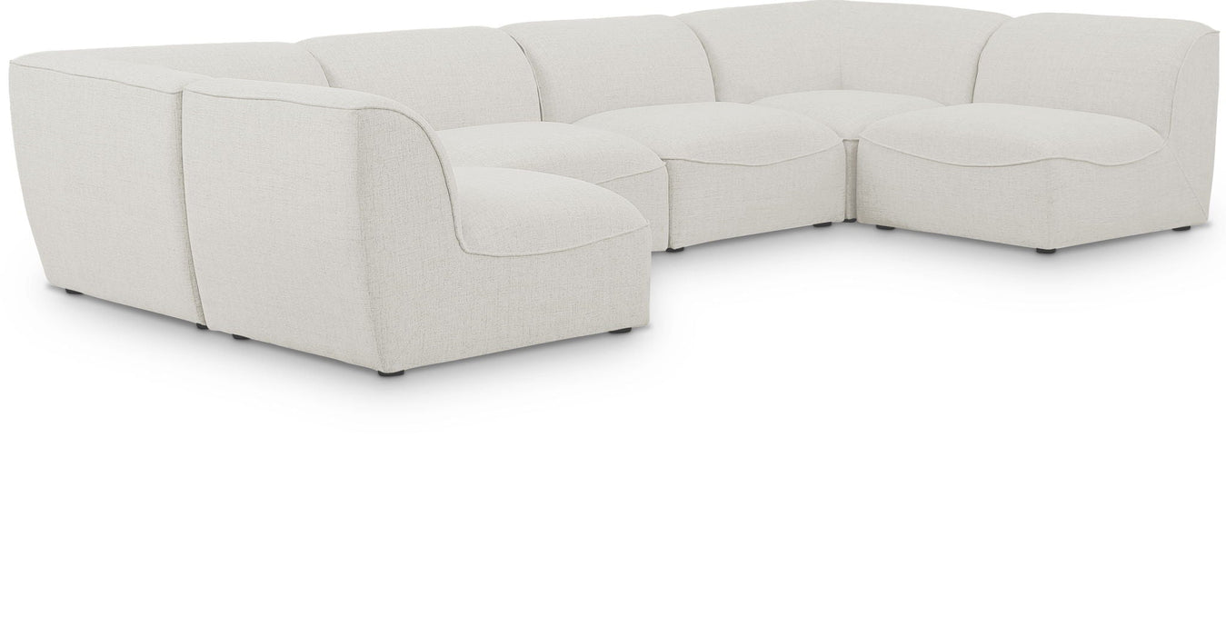Miramar 142" Linen Textured Fabric Upholstered 6pc. Modular Sectional
