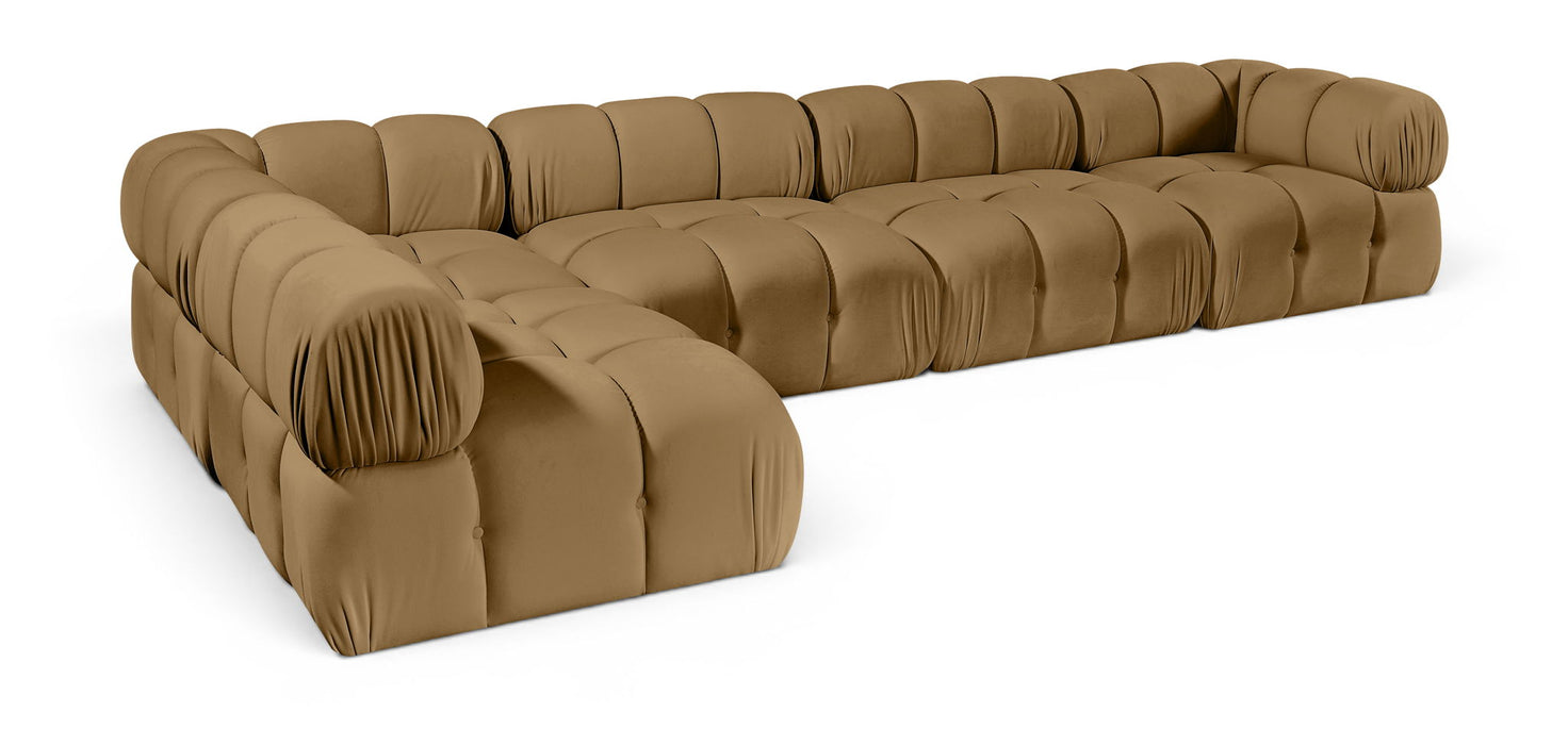 Orin 148" Velvet Performance Fabric Upholstered 5 Pc. Modular Sectional