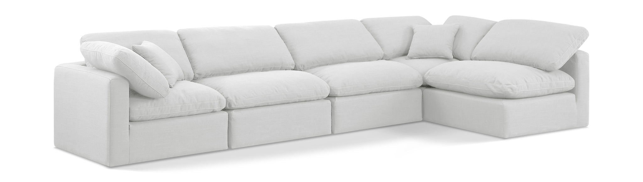 Indulge 140" Linen Textured Fabric Upholstered 5pc. Modular Sectional