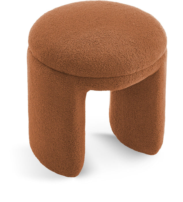 Bowen Faux Shearling Teddy Fabric Upholstered Stool