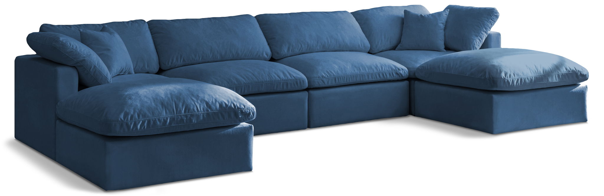 Plush 140" Velvet Upholstered Standard Comfort 6pc. Modular Sectional