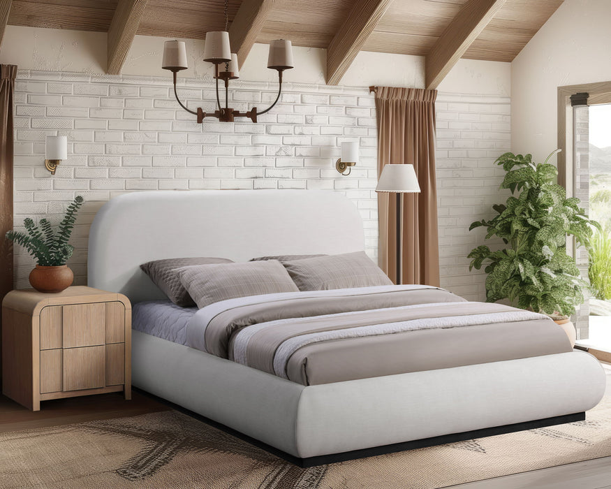 Vaughn Linen Textured Fabric Upholstered Bed - Cream
