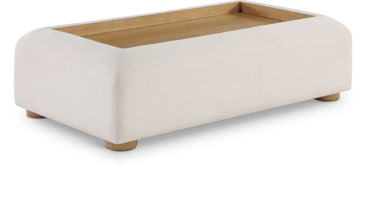 Diana Linen Textured Fabric And Wood Coffee Table