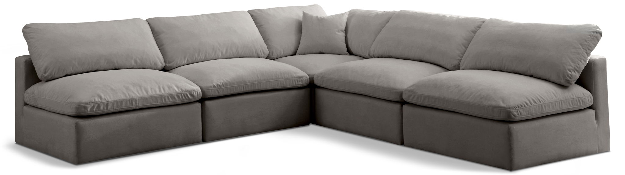 Plush 105" Velvet Upholstered Standard Comfort 5pc. Modular Sectional