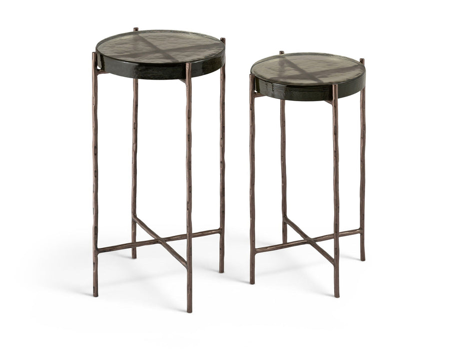 Vetra Recycled Glass Top And Iron Base Bunching End Table
