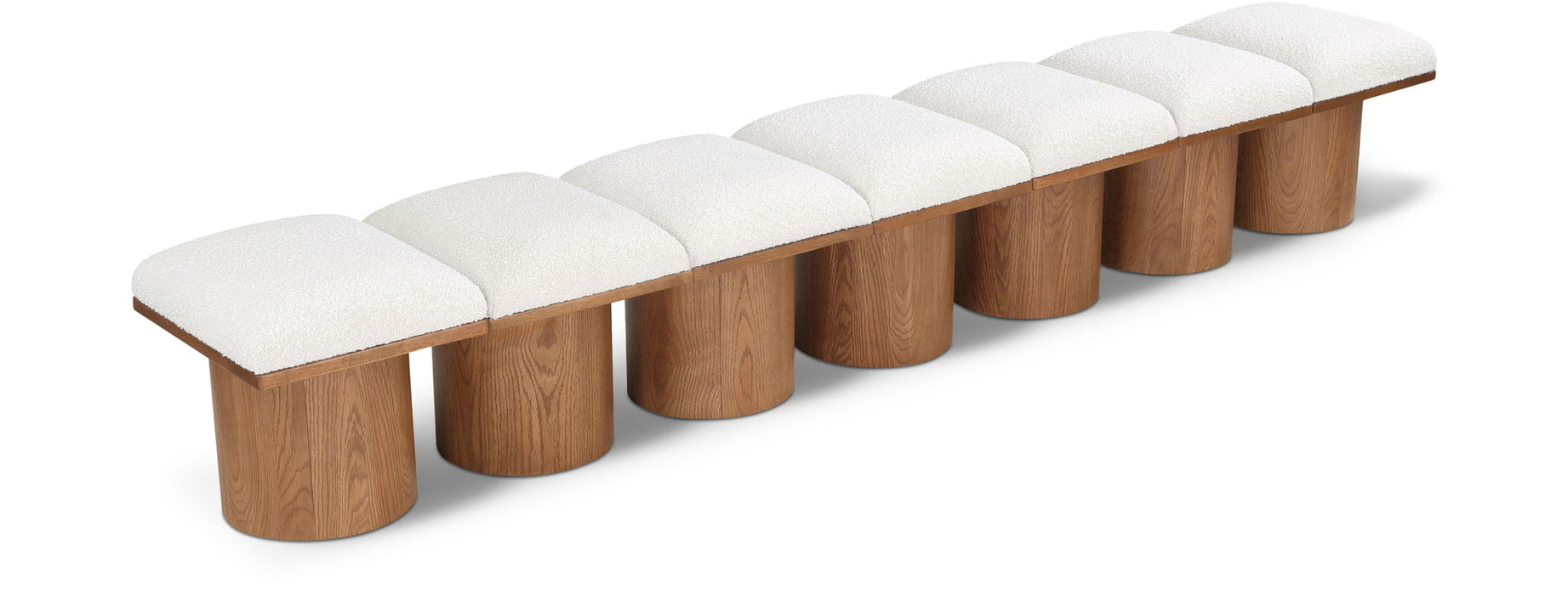 Banco modular tapizado de bouclé Pavilion de 7 piezas