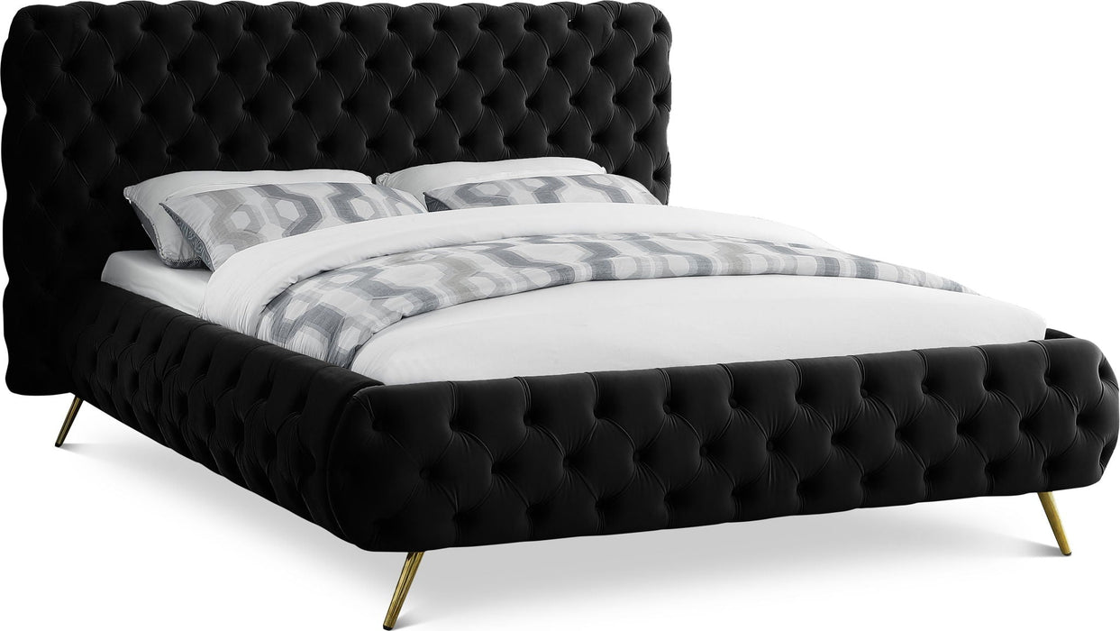 Cama tapizada de terciopelo Delano
