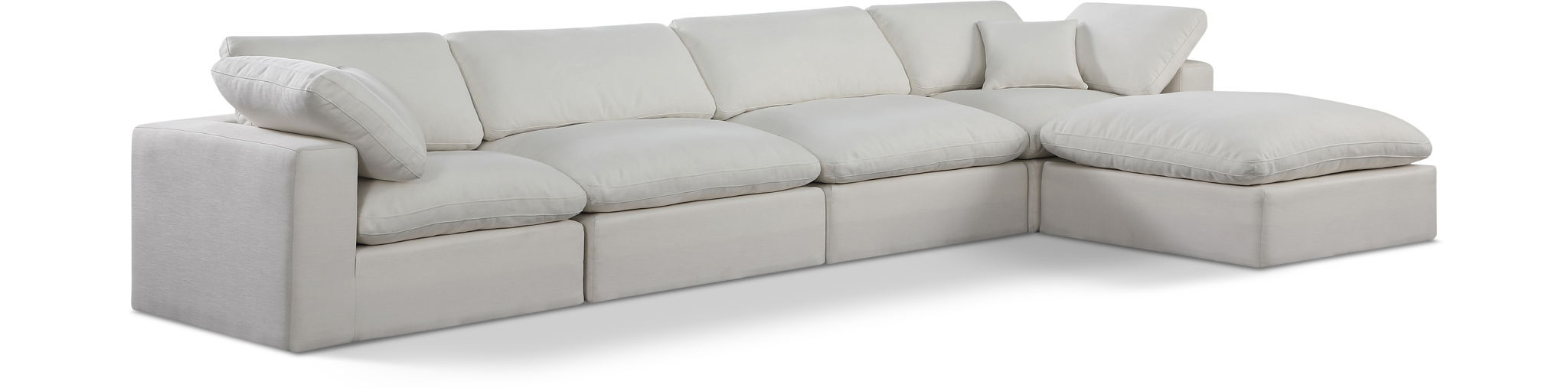 Comfy 158" Linen Textured Fabric Upholstered 5pc. Modular Sectional