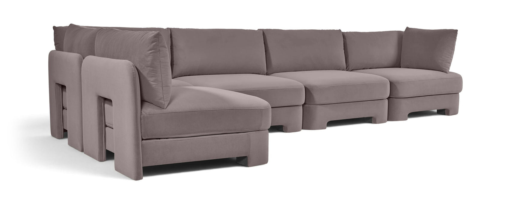 Hammond 148" Velvet Performance Fabric Upholstered 5pc. Modular Sectional