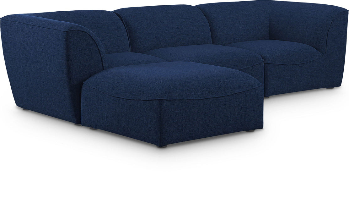 Seccional modular tapizado de tela con textura de lino Miramar de 109" de 4 piezas