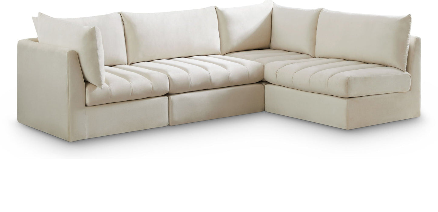 Seccional modular tapizado de terciopelo Jacob de 103" de 4 piezas