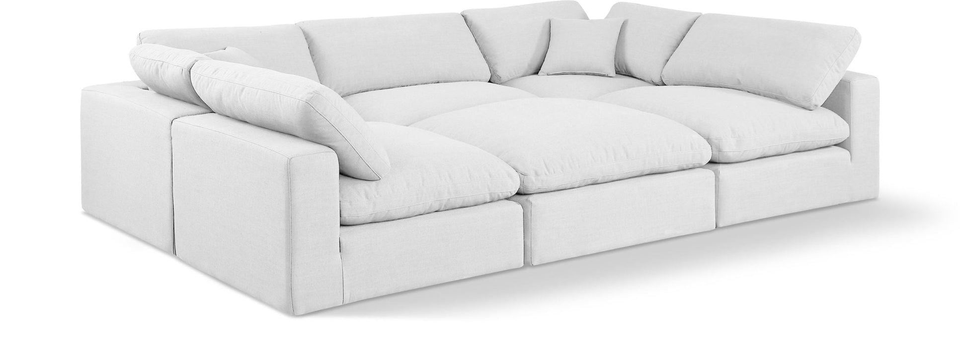 Comfy 119" Linen Textured Fabric Upholstered 6pc. Modular Sectional