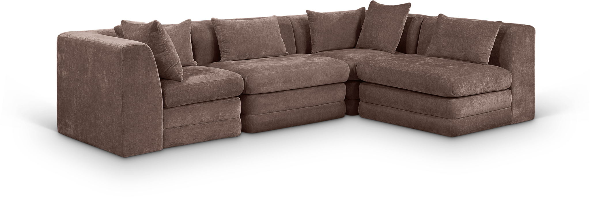 Stellar 114" Chenille Fabric Upholstered 4Pc. Modular Sectional
