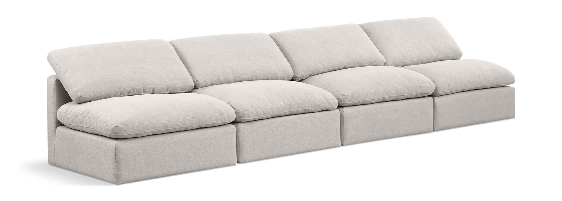 Indulge 140" Linen Textured Fabric Upholstered 4pc. Armless Modular Sofa