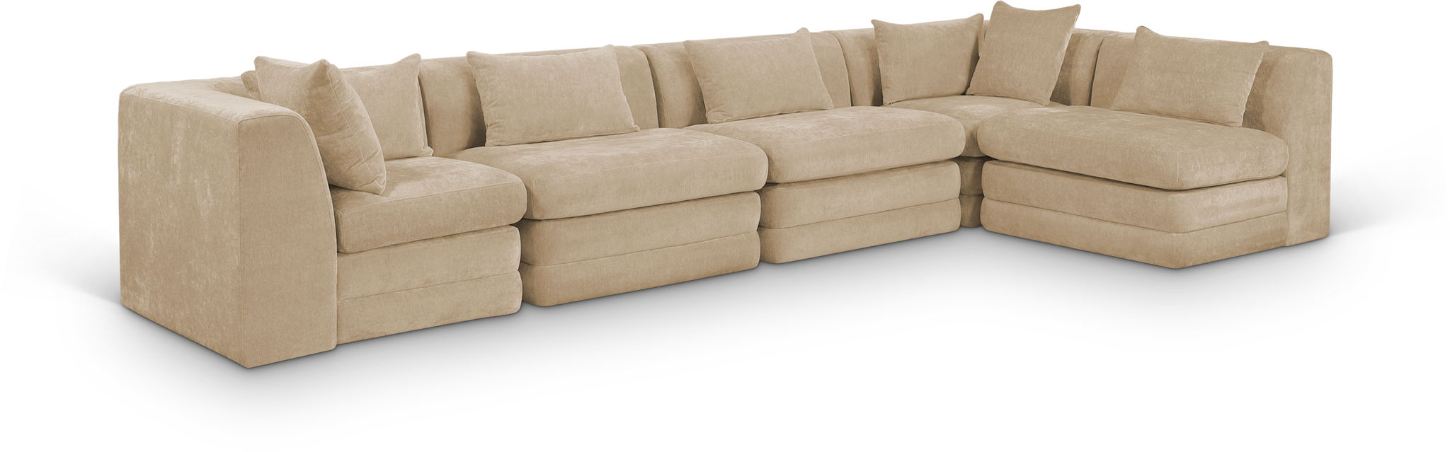 Stellar 152" Chenille Fabric Upholstered 5Pc. Modular Sectional