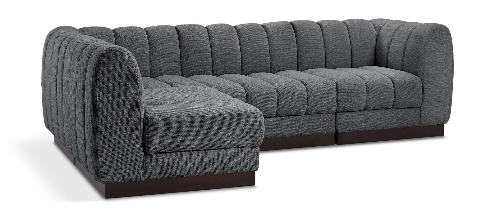 Quinn 101" Chenille Fabric Upholstered 4pc. Modular Sectional
