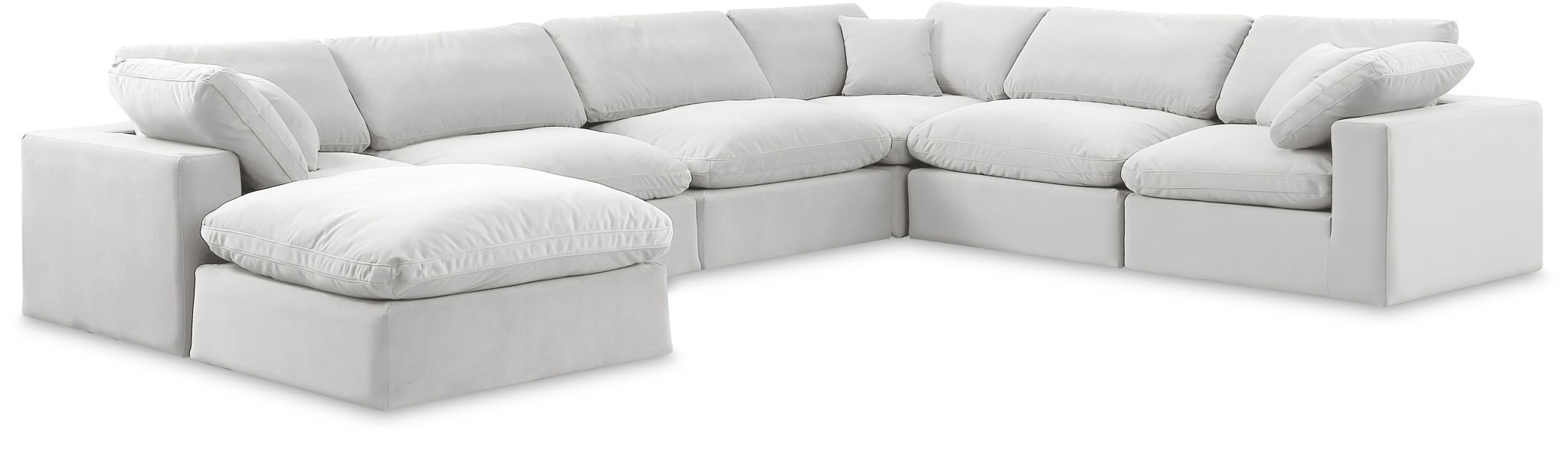 Seccional modular tapizado de terciopelo Comfy de 158" de 7 piezas