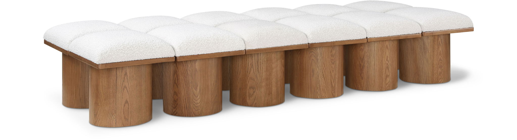 Banco modular tapizado de bouclé Pavilion de 12 piezas