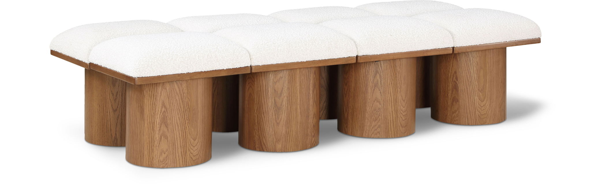 Banco modular tapizado de bouclé Pavilion de 8 piezas
