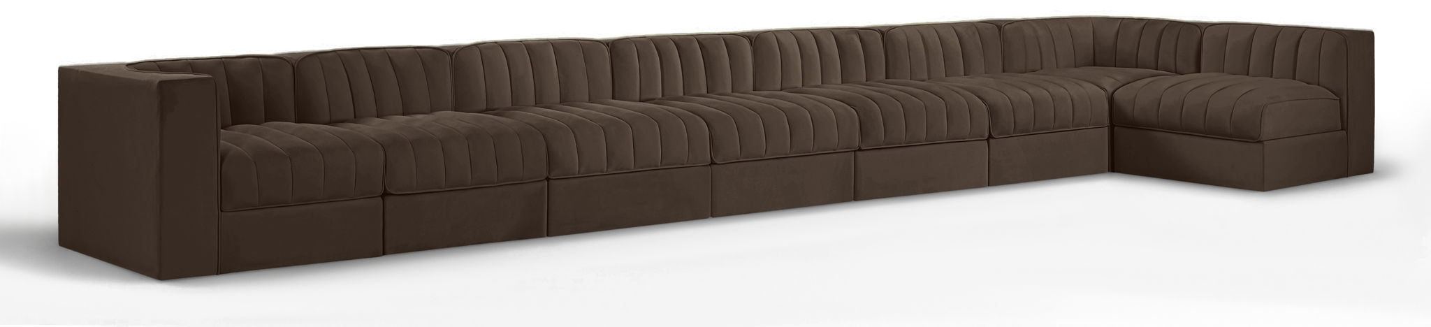 Rummi 213" Velvet Performance Fabric Upholstered 8pc. Modular Sectional