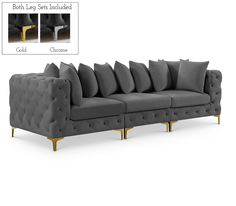 Tremblay 109" Velvet Upholstered 3pc. Modular Sofa