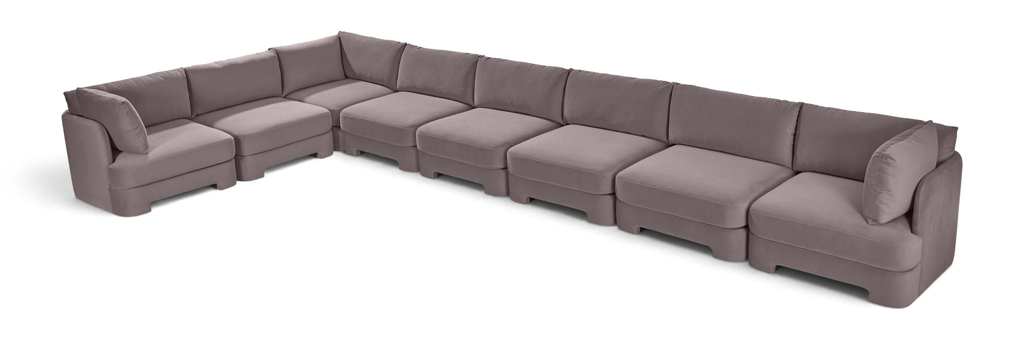 Hammond 222" Velvet Performance Fabric Upholstered 8pc. Modular Sectional