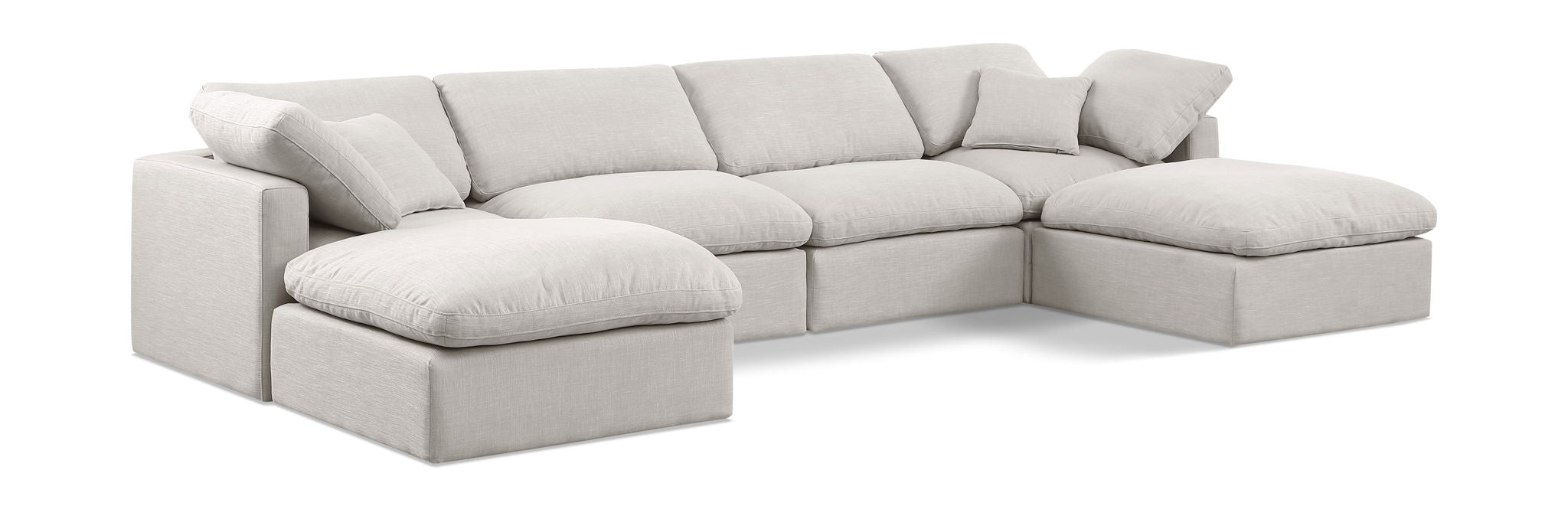 Indulge 140" Linen Textured Fabric Upholstered 6pc. Modular Sectional